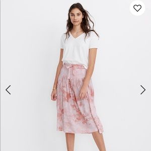 Madewell NWT Tie-Front Paperbag Midi Skirt in Tie-Dye sz Med Pink White